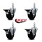 Service Caster 3.5'' Phenolic Wheel Swivel 3/4'' Square Stem Caster Set with Brake, 4PK SCC-SQ20S3514-PHS-PLB-34-4 - alternate 3